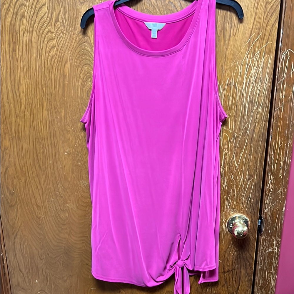 Time and Tru Pink Sleeveless Tie Front Tank Top